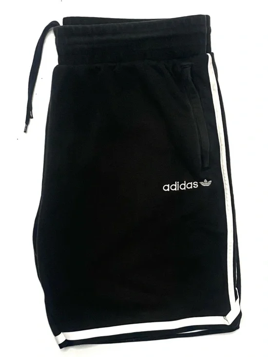 Adidas Originals Mens Black Trefoil Logo Cotton French Terry Cloth Sweat Shorts - Picture 3 of 10